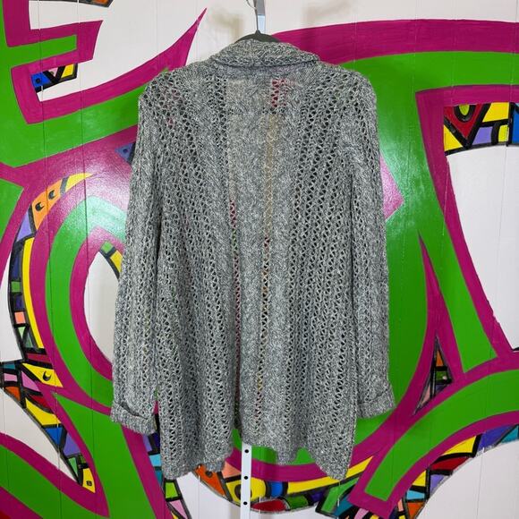 Maurices Gray Open Front Cardigan with Shawl Collar and Long Sleeves. Size Large - Picture 6 of 6